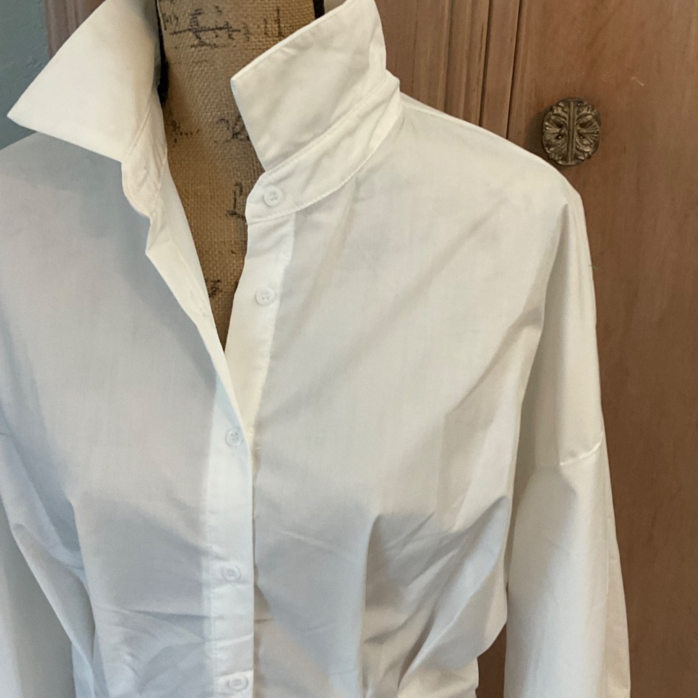 White Cotton shirt dress white Shirtdress size XL - Picture 10 of 13